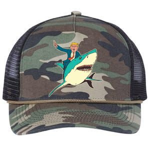 Donald Trump Riding Shark Retro Rope Trucker Hat Cap