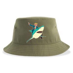 Donald Trump Riding Shark Sustainable Bucket Hat