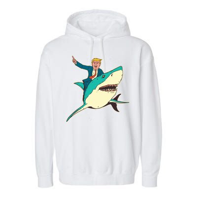 Donald Trump Riding Shark Garment-Dyed Fleece Hoodie