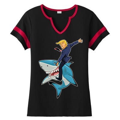 Donald Trump Shark President Ladies Halftime Notch Neck Tee