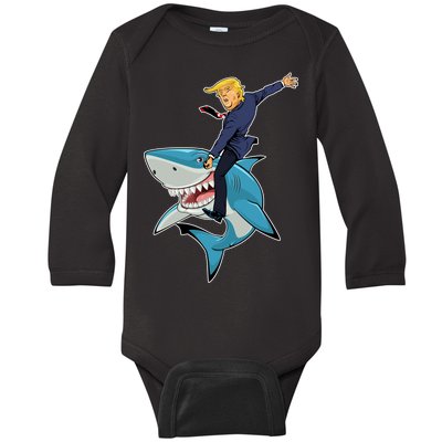 Donald Trump Shark President Baby Long Sleeve Bodysuit