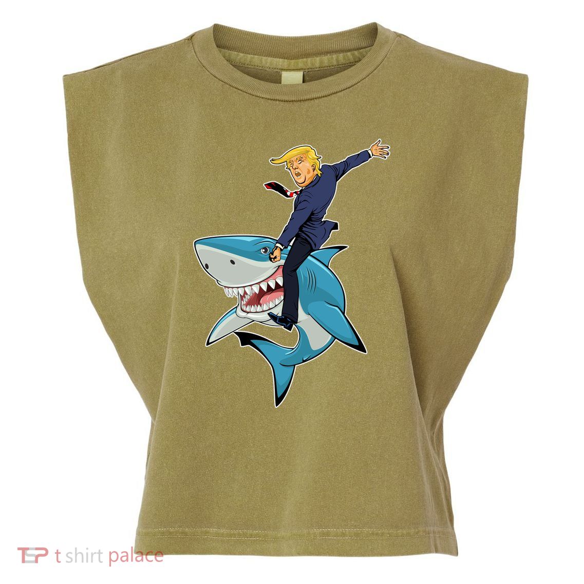 Donald Trump Shark President Garment-Dyed Women's Muscle Tee