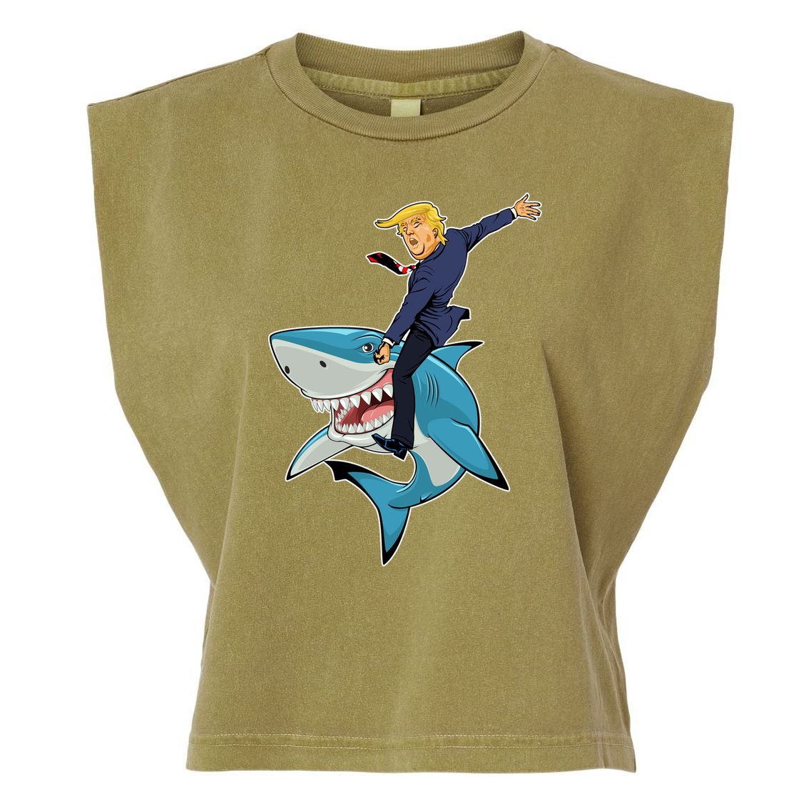 Donald Trump Shark President Garment-Dyed Women's Muscle Tee