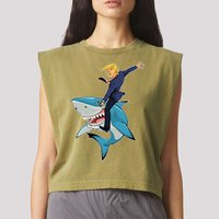 Donald Trump Shark President Garment-Dyed Women's Muscle Tee