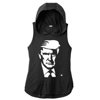 Donald Trump Silhouette Ladies PosiCharge Tri-Blend Wicking Draft Hoodie Tank