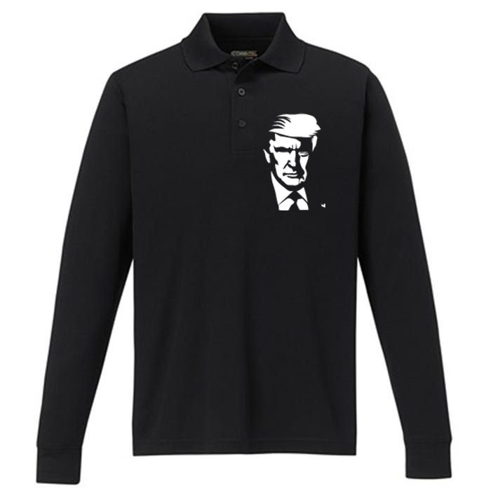 Donald Trump Silhouette Performance Long Sleeve Polo