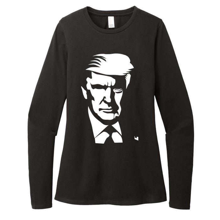 Donald Trump Silhouette Womens CVC Long Sleeve Shirt