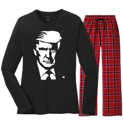 Donald Trump Silhouette Women's Long Sleeve Flannel Pajama Set 