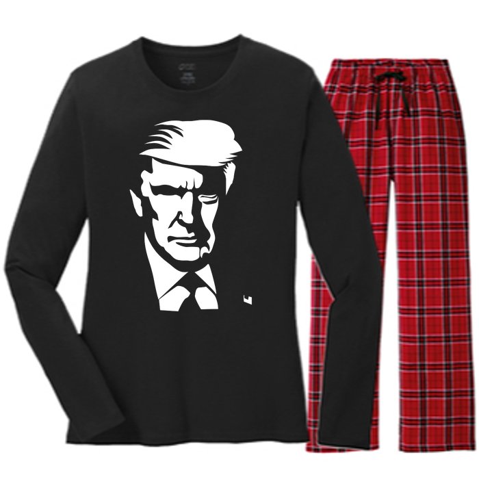 Donald Trump Silhouette Women's Long Sleeve Flannel Pajama Set 