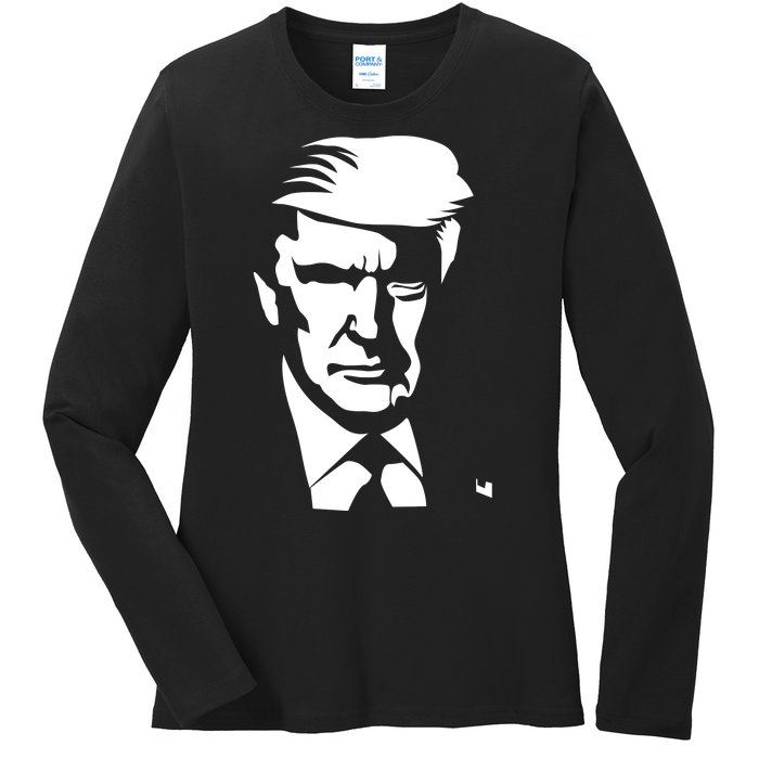 Donald Trump Silhouette Ladies Long Sleeve Shirt