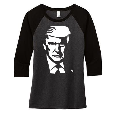 Donald Trump Silhouette Women's Tri-Blend 3/4-Sleeve Raglan Shirt