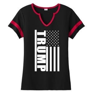 Donald Trump Simple Flag Ladies Halftime Notch Neck Tee