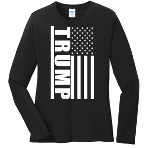 Donald Trump Simple Flag Ladies Long Sleeve Shirt