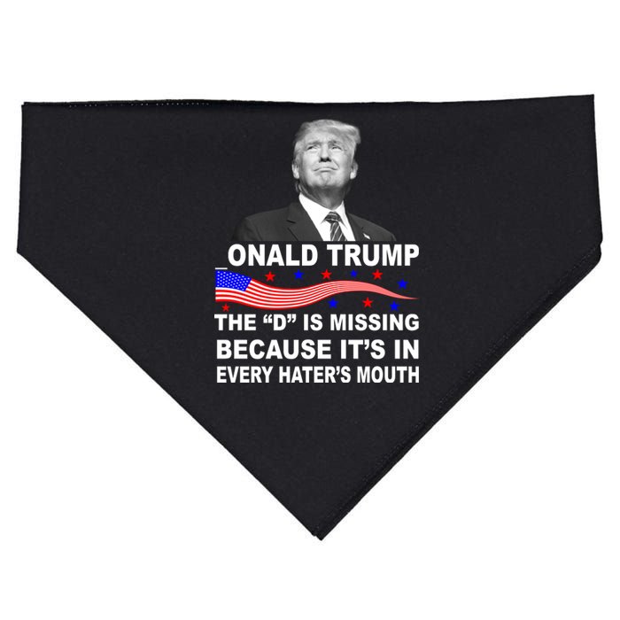 Donald Trump The D Is Missing In Haters Mouth USA-Made Doggie Bandana