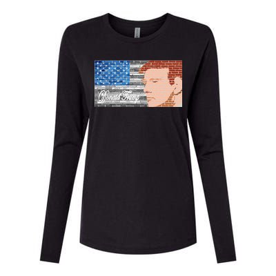 Donald Trump United States Flag Abstract President Womens Cotton Relaxed Long Sleeve T-Shirt