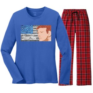 Donald Trump United States Flag Abstract President Women's Long Sleeve Flannel Pajama Set 