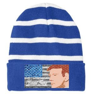 Donald Trump United States Flag Abstract President Striped Beanie with Solid Band