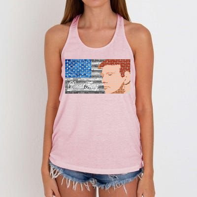 Donald Trump United States Flag Abstract President Women's Knotted Racerback Tank