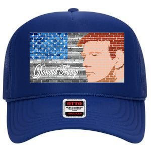 Donald Trump United States Flag Abstract President High Crown Mesh Back Trucker Hat