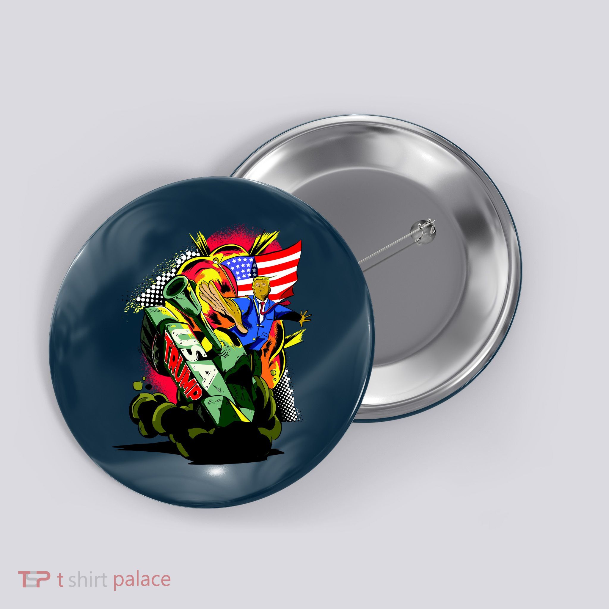 Donald Trump USA Army Tank 2020 President Button