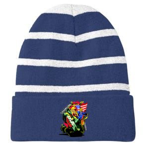 Donald Trump USA Army Tank 2020 President Striped Beanie with Solid Band