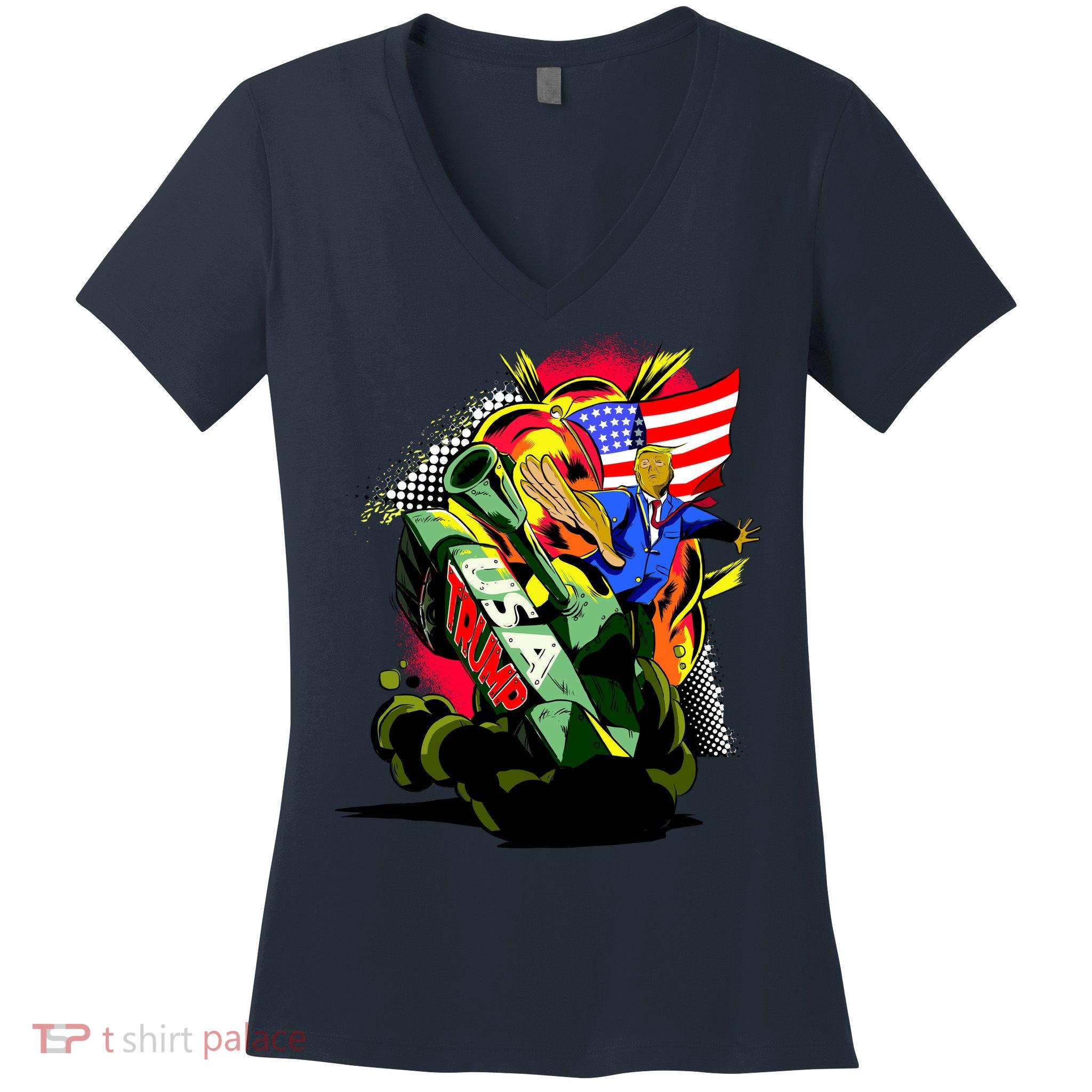 Donald Trump USA Army Tank 2020 President Women's V-Neck T-Shirt