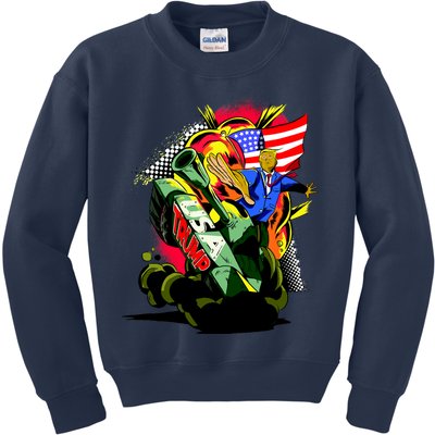 Donald Trump USA Army Tank 2020 President Kids Sweatshirt