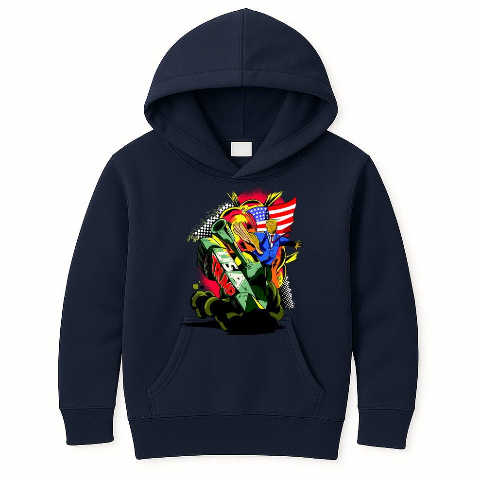 Donald Trump USA Army Tank 2020 President Kids Hoodie