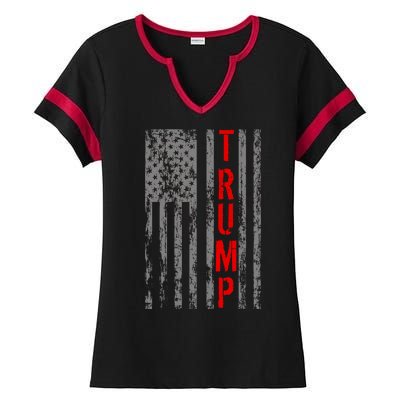 Donald Trump Vintage USA Flag Ladies Halftime Notch Neck Tee