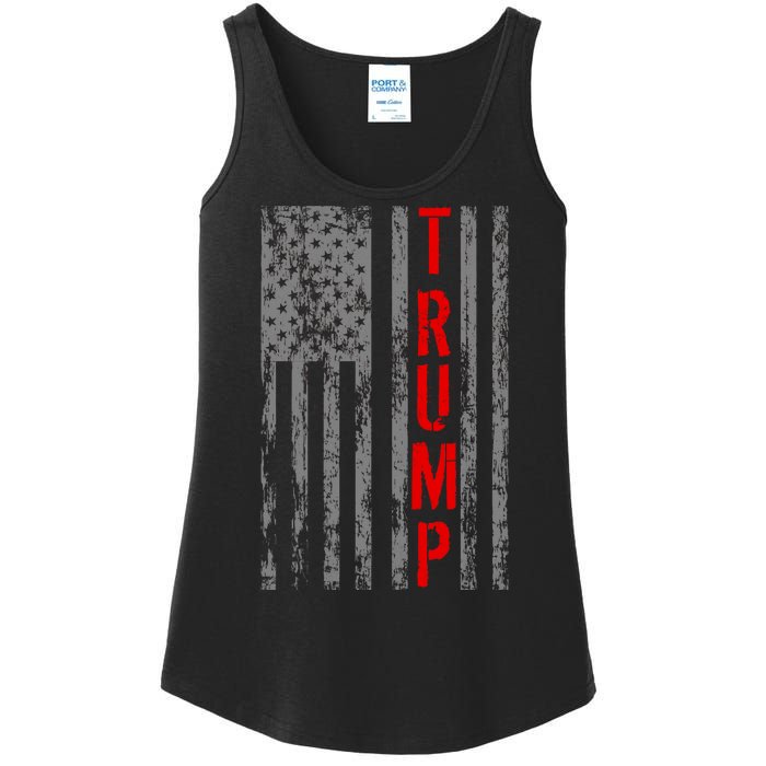 Donald Trump Vintage USA Flag Ladies Essential Tank