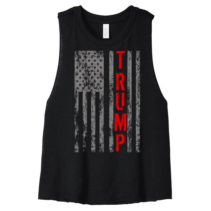 Donald Trump Vintage USA Flag Women's Racerback Cropped Tank