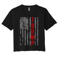 Donald Trump Vintage USA Flag Women's Crop Top Tee