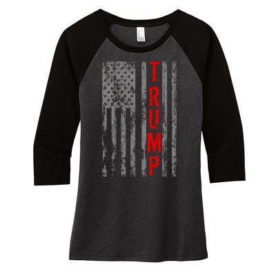 Donald Trump Vintage USA Flag Women's Tri-Blend 3/4-Sleeve Raglan Shirt