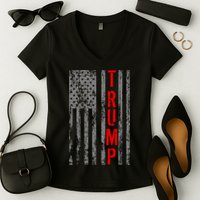 Donald Trump Vintage USA Flag Women's V-Neck T-Shirt