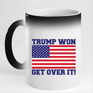 Donald Trump Won Get Over It! USA Flag 45th President 11oz Black Color Changing Mug