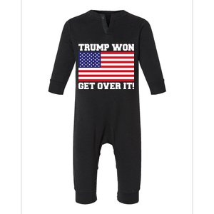 Donald Trump Won Get Over It! USA Flag 45th President Infant Fleece One Piece