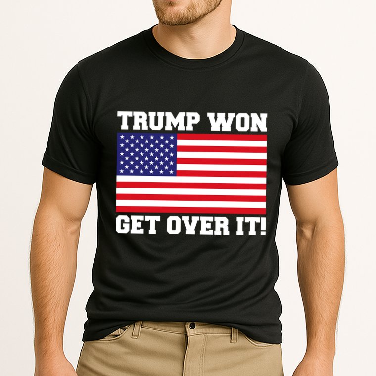 Donald Trump Won Get Over It! USA Flag 45th President Cooling Performance Crew T-Shirt