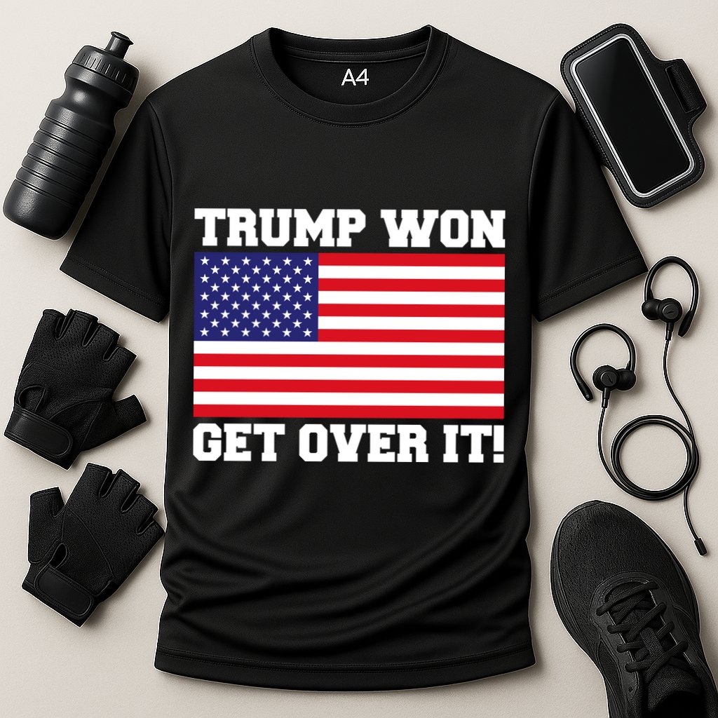 Donald Trump Won Get Over It! USA Flag 45th President Cooling Performance Crew T-Shirt