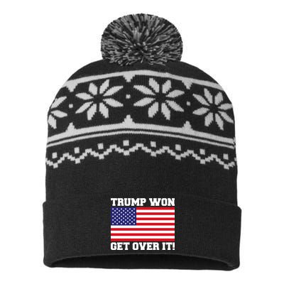 Donald Trump Won Get Over It! USA Flag 45th President USA-Made Snowflake Beanie