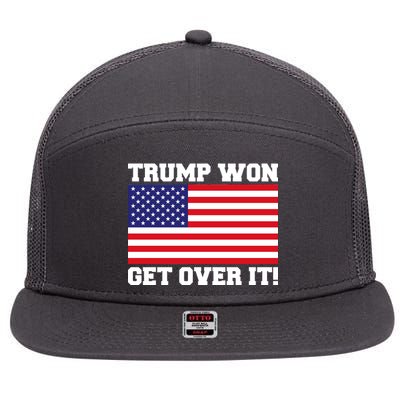 Donald Trump Won Get Over It! USA Flag 45th President 7 Panel Mesh Trucker Snapback Hat