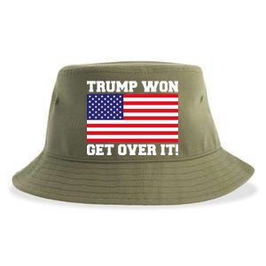 Donald Trump Won Get Over It! USA Flag 45th President Sustainable Bucket Hat