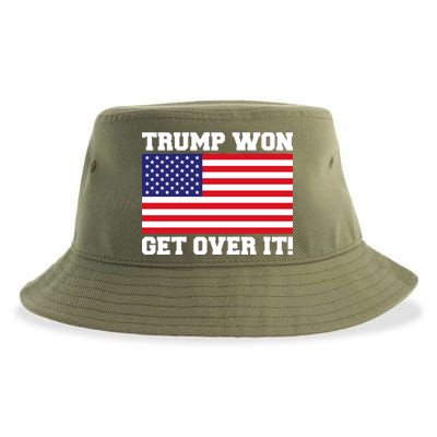 Donald Trump Won Get Over It! USA Flag 45th President Sustainable Bucket Hat