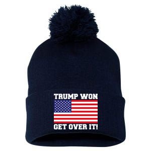 Donald Trump Won Get Over It! USA Flag 45th President Pom Pom 12in Knit Beanie