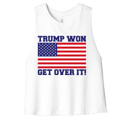 Donald Trump Won Get Over It! USA Flag 45th President Women's Racerback Cropped Tank