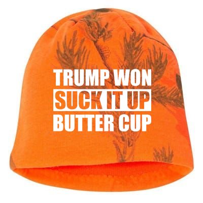 Donald Trump Won Suck It Up Butter Cup President Kati - Camo Knit Beanie