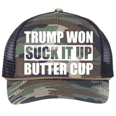 Donald Trump Won Suck It Up Butter Cup President Retro Rope Trucker Hat Cap