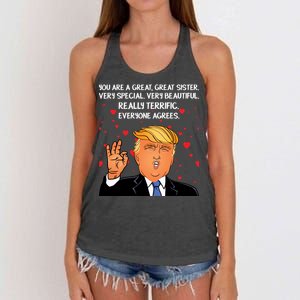 Donald Trump Your A Great Sister Women's Knotted Racerback Tank