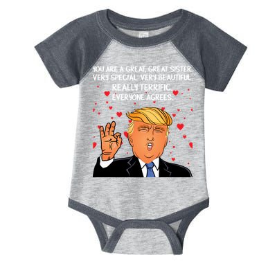 Donald Trump Your A Great Sister Infant Baby Jersey Bodysuit