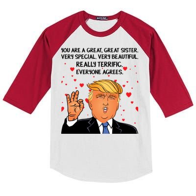 Donald Trump Your A Great Sister Kids Colorblock Raglan Jersey