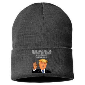 Donald Trump Your A Great Son Sustainable Knit Beanie